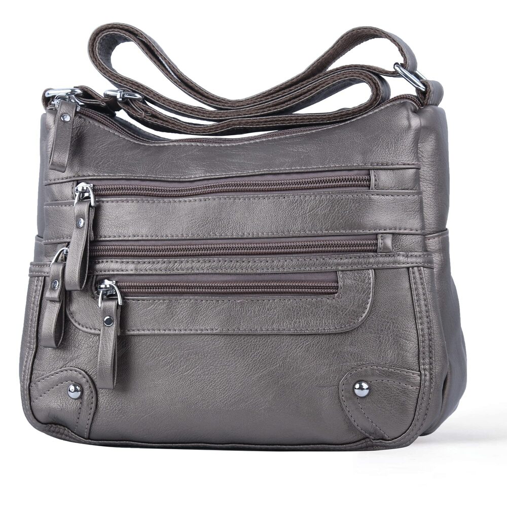 2436 10 Pockets Crossbody Purses Medium Pocketbooks Lightweight Satchel Bag